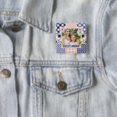 花柄と格子模様の写真フレーム　母の日 缶バッジ (インサイチュ)