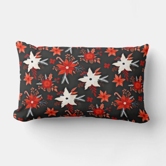 花柄と紅白–11438 ランバークッション (正面)