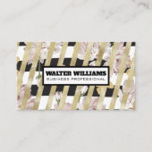 花柄と金箔ストライプ品 名刺 (正面)