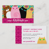 花柄のかわいらしい猫ちゃん 名刺 (正面/裏面)