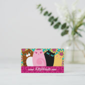 花柄のかわいらしい猫ちゃん 名刺 (スタンド正面)