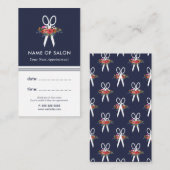 花柄のはさみの美容師のアポイントメントカード 予約カード (正面/裏面)