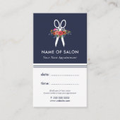 花柄のはさみの美容師のアポイントメントカード 予約カード (正面)