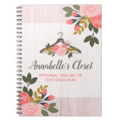 花柄のばら色のハンガーの戸棚のファッションのブティック ノートブック (正面)