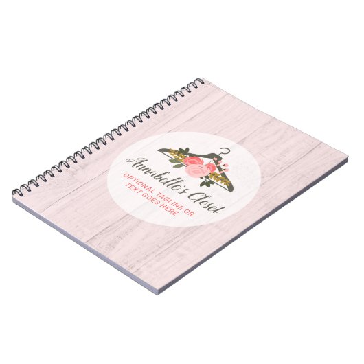 花柄のばら色のハンガーの戸棚のファッションのブティック ノートブック (左側)