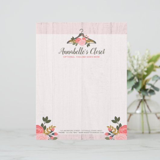 花柄のばら色のハンガーの戸棚のファッションのブティック レターヘッド (スタンド正面)
