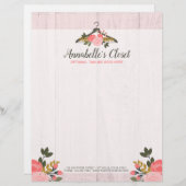 花柄のばら色のハンガーの戸棚のファッションのブティック レターヘッド (正面/裏面)