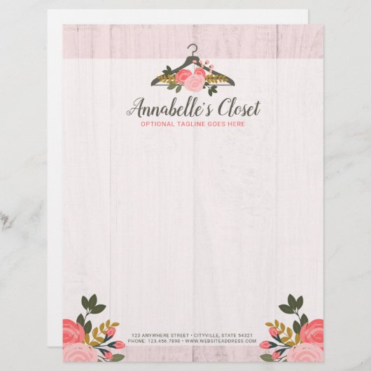 花柄のばら色のハンガーの戸棚のファッションのブティック レターヘッド (正面/裏面)
