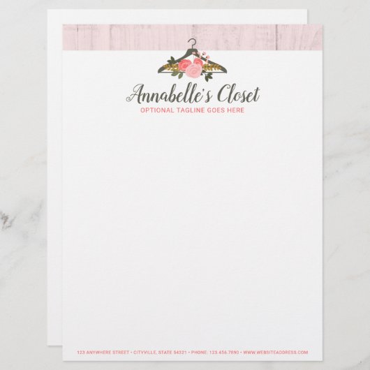 花柄のばら色のハンガーの戸棚のファッションのブティック レターヘッド (正面/裏面)