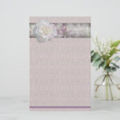 花柄のばら色の文房具 便箋 (スタンド正面)