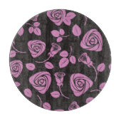 花柄のばら色の背景 カッティングボード (正面)