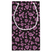 花柄のばら色の背景 スモールペーパーバッグ (裏面)