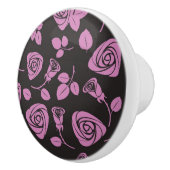 花柄のばら色の背景 セラミックノブ (右)