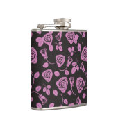 花柄のばら色の背景 フラスク (右)