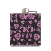 花柄のばら色の背景 フラスク (裏面)