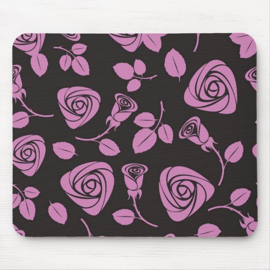 花柄のばら色の背景 マウスパッド (正面)