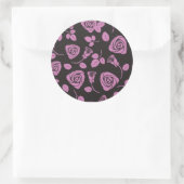 花柄のばら色の背景 ラウンドシール (バッグ)