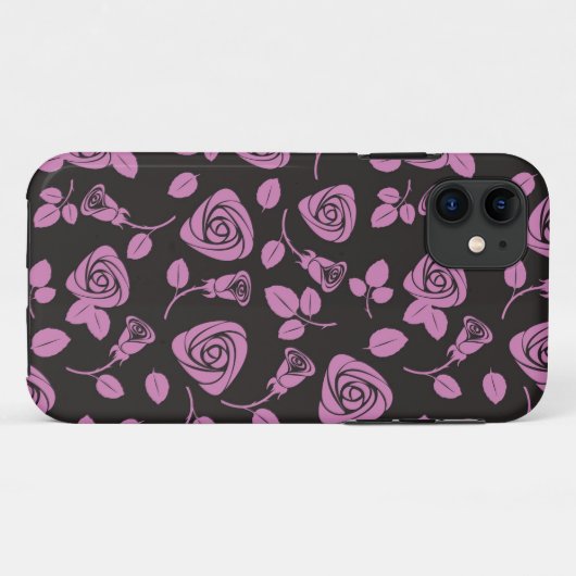 花柄のばら色の背景 Case-Mate iPhoneケース (裏面(横))