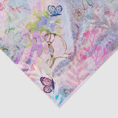 花柄のばら色の金ゴールドによってDecoupageは鳥の蝶が開花します 薄葉紙 (詳細)