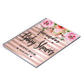 花柄のばら色の金ゴールドのベビーシャワーのゲストブックI ノートブック (左側)