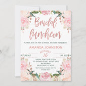 花柄のばら色の金ゴールドの花嫁の昼食会の招待状 招待状 (正面)