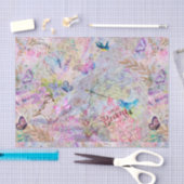 花柄のばら色の金ゴールドのDecoupageの鳥の蝶原稿 薄葉紙 (クラフト)