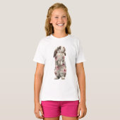 花柄のウサギのキッズ Tシャツ (正面フル)