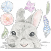 花柄のウサギのバニー シール (正面)