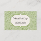 花柄のエンボスの緑色の名刺 名刺 (裏面)