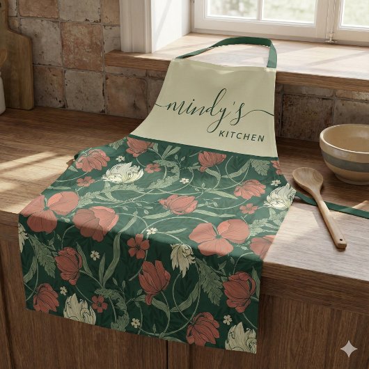 花柄のオールプリントエプロン エプロン