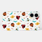 花柄のカラフルなテントウムシとミツバチ Case-Mate iPhoneケース (裏面 (横))