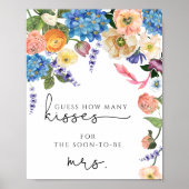 花柄のキスの数を当てて！ ブライダルシャワーゲームポ ポスター (正面)