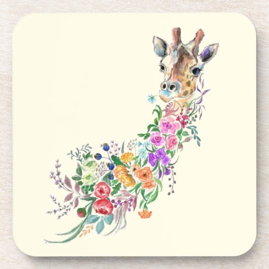花柄のキリンのドリンクコースター コースター (正面)