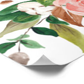 花柄のグリーンとホワイトとピンクのウェディングシャワーのウェルカムサイン ポスター (角)