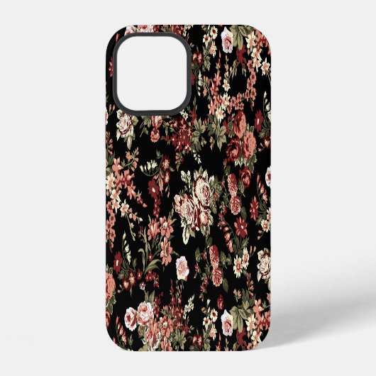 花柄のシームレス背景: 花のパターン iPhoneケース (裏面)