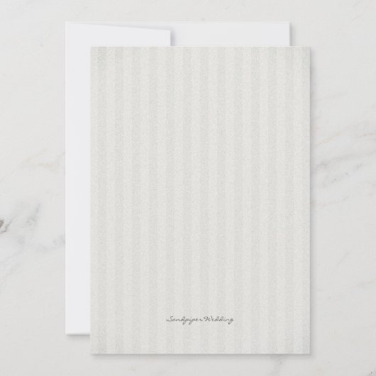 花柄のストライプ 黒と白のアニバーサリー パーティー 招待状 (裏面)