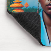 花柄のスーツジャケットを着た女性 マウスパッド (コーナー)