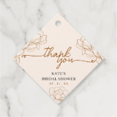 花柄のタン ブラウン ブライダル シャワー サンクス ギフト フェイバータグ (正面)