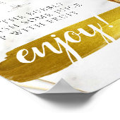 花柄のチーク色の葉のウェディング ブランシュ ミモザ バー サイン (角)