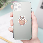 花柄のティーカップのハムスター ステッカー シール (スマートフォン)
