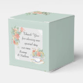 花柄のティーカップ 上品なカスタム感謝メッセージ フェイバーボックス (正面サイド)