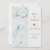 花柄のテクスチャー紙グリッター結婚式招待状 招待状 (正面)