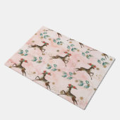 花柄のトナカイ〔雄ジカの〕枝角 ドアマット (アングル)