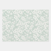 花柄のトレリス - ミューテッドセージ ラッピングペーパーシート (正面)