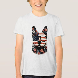 花柄のハスキーの顔 トライブレンドＴシャツ