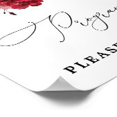 花柄のバーガンディのプログラム案内表示 ポスター (角)