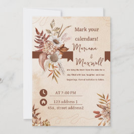 花柄のバーガンディカラー 招待状