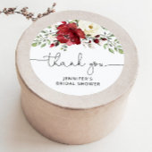 花柄のバーガンディーのブライズシャワー ラウンドシール