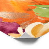 花柄のバーガンディー秋のブライダルシャワーウェルカムサイン ポスター (角)