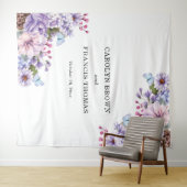 花柄のパープル・ウォーターカラー結婚式のカスタマイズ商品 タペストリー (インサイチュ(横))